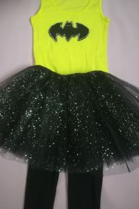 Kids Costumes to Hire - Batgirl - Yellow top, black leggings & tutu